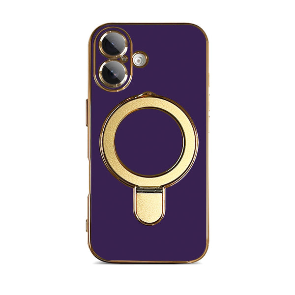 Dark Purple | iPhone Magsafe Stand Gold Edge Plating Case