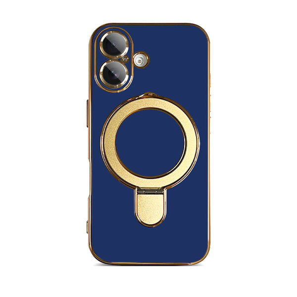 Navy Blue | iPhone Magsafe Stand Gold Edge Plating Case