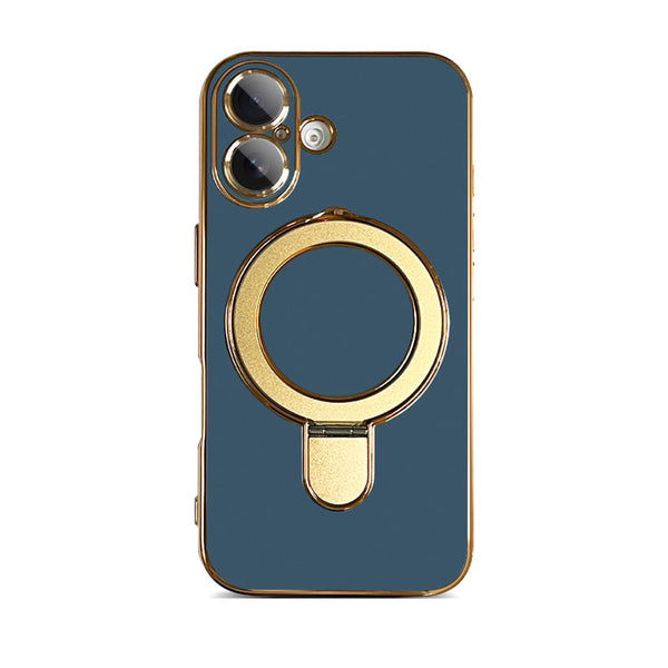 Gray Blue | iPhone Magsafe Stand Gold Edge Plating Case