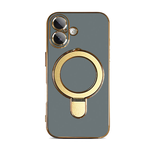 Light Gray | iPhone Magsafe Stand Gold Edge Plating Case